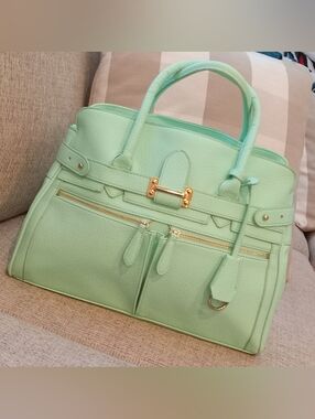 Mint Green Structured Tote Handbag - Elegant Everyday Bag